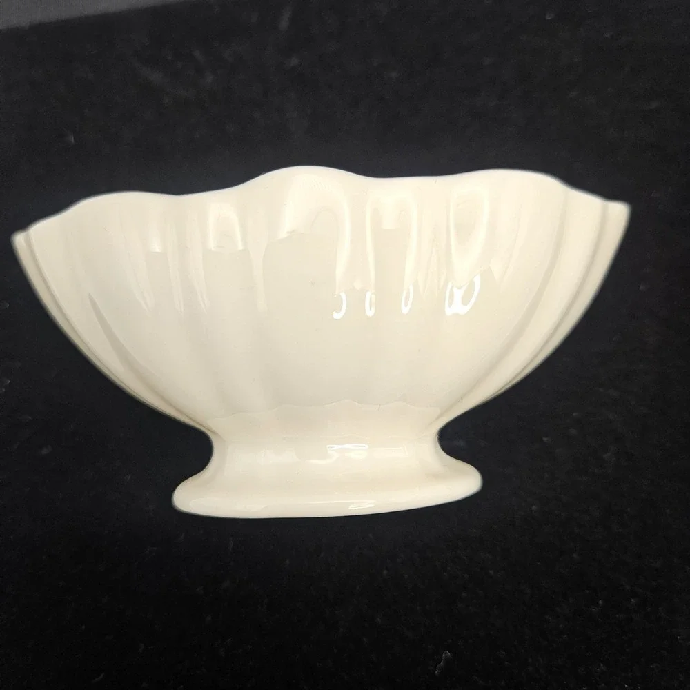Vtg Lenox Small Footed Ribbed Bowl With White Gold Trim 3.5